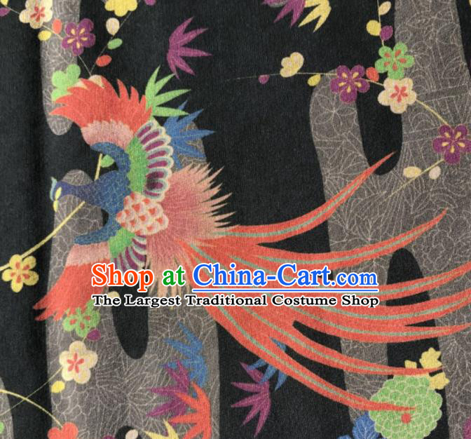 Asian Chinese Classical Red Phoenix Chrysanthemum Pattern Satin Drapery Gambiered Guangdong Gauze Brocade Traditional Cheongsam Brocade Silk Fabric