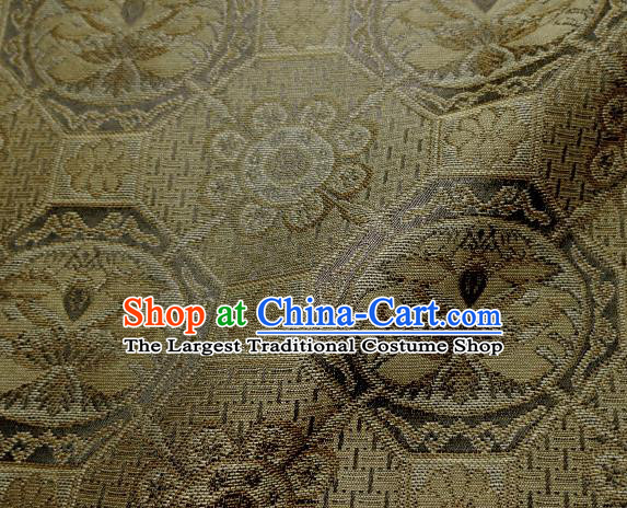 Japanese Traditional Kimono Classical Pattern Golden Brocade Asian Japan Satin Drapery Silk Fabric