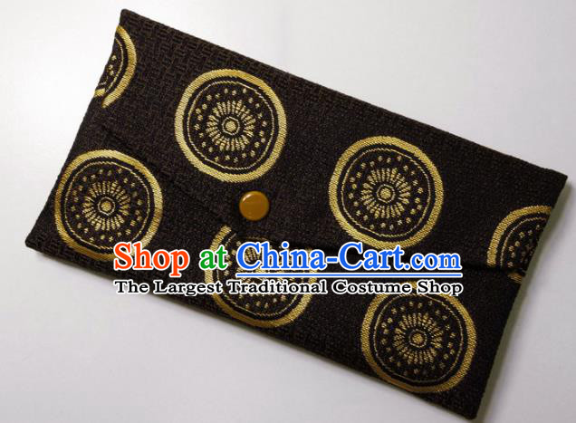 Japanese Traditional Brown Brocade Handbag Asian Japan Nishijin Satin Bags Wallet