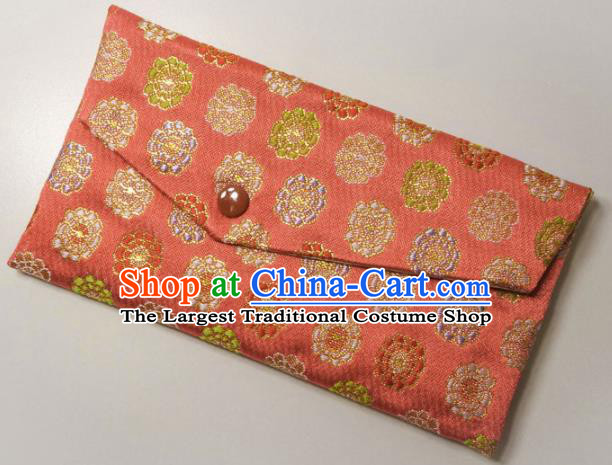 Japanese Traditional Watermelon Red Brocade Handbag Asian Japan Nishijin Satin Bags Wallet