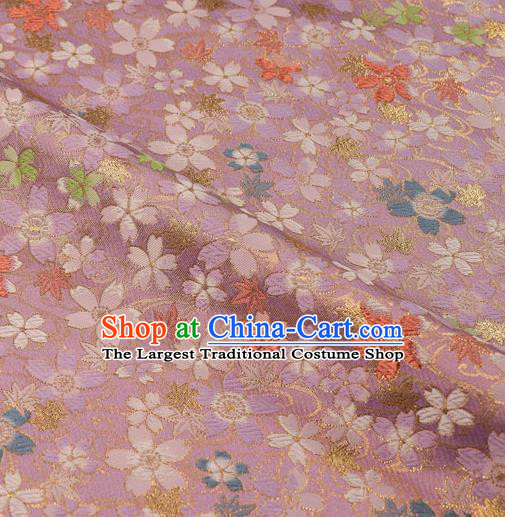 Japanese Traditional Kimono Classical Sakura Pattern Pink Brocade Damask Asian Japan Satin Drapery Silk Fabric