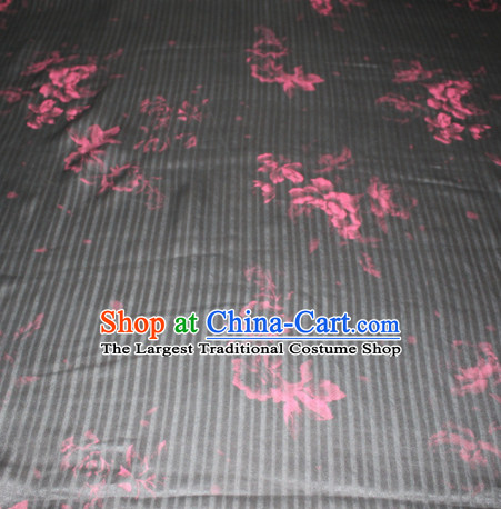 Chinese Traditional Cheongsam Classical Pattern Black Gambiered Guangdong Gauze Asian Satin Drapery Brocade Silk Fabric