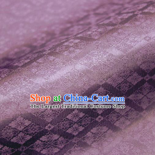 Japanese Traditional Kimono Classical Rhomboids Pattern Purple Brocade Damask Asian Japan Nishijin Satin Drapery Silk Fabric