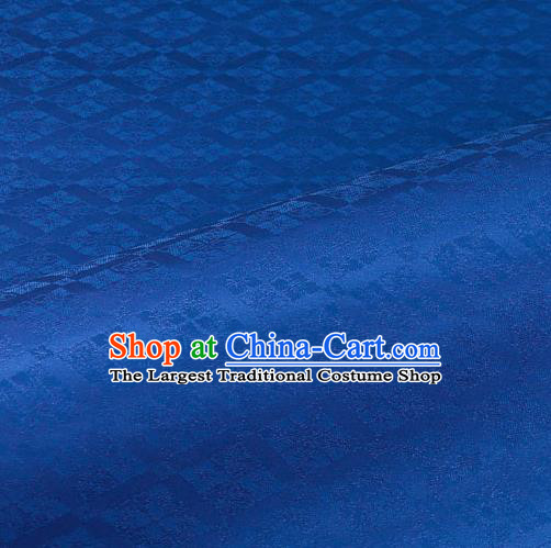 Japanese Traditional Kimono Classical Rhomboids Pattern Royalblue Brocade Damask Asian Japan Nishijin Satin Drapery Silk Fabric