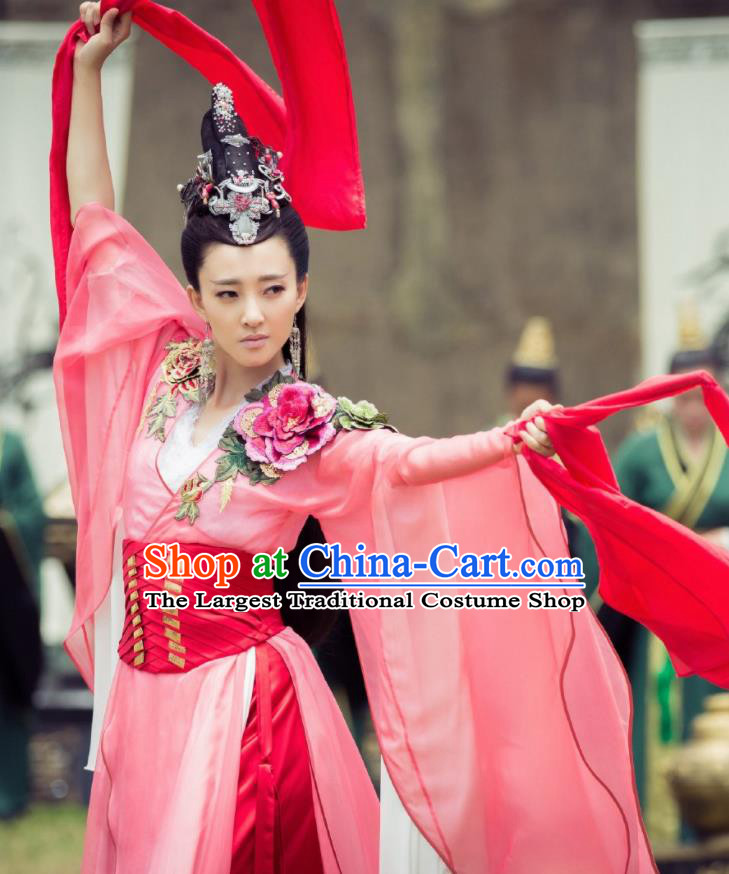 Chinese Ancient Dancer Hanfu Dress The Legend of Deification Shang Dynasty Imperial Consort Su Daji Historical Costume and Headpiece