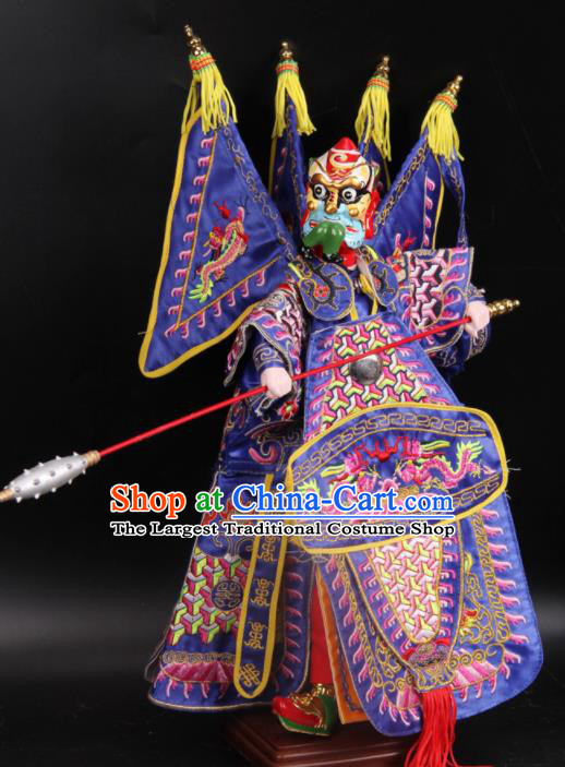 Traditional Chinese Handmade Purple Armor General Puppet Marionette Puppets String Puppet Wooden Image Arts Collectibles