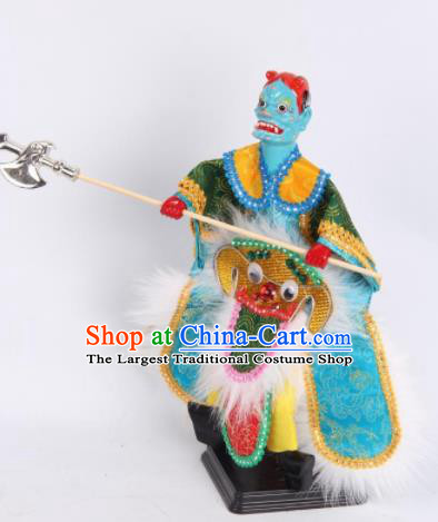 Traditional Chinese Handmade Green Clothing Takefu Puppet Marionette Puppets String Puppet Wooden Image Arts Collectibles