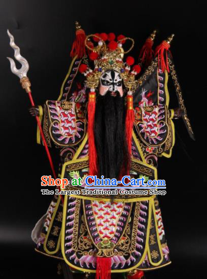 Traditional Chinese Handmade Pink Armor Zhang Fei Puppet Marionette Puppets String Puppet Wooden Image Arts Collectibles