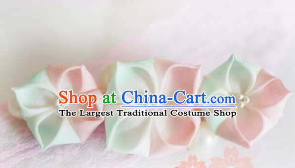 Asian Japan Geisha Green Sakura Hair Claw Japanese Traditional Hair Accessories for Women