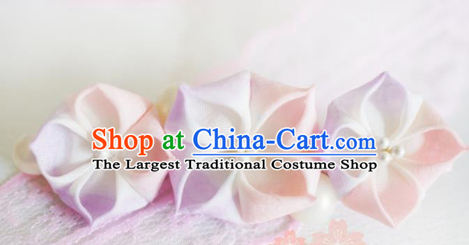 Asian Japan Geisha Purple Sakura Hair Claw Japanese Traditional Hair Accessories for Women