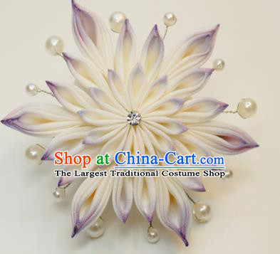 Asian Japan Traditional Geisha Purple Chrysanthemum Hair Claw Japanese Kimono Hair Accessories for Women