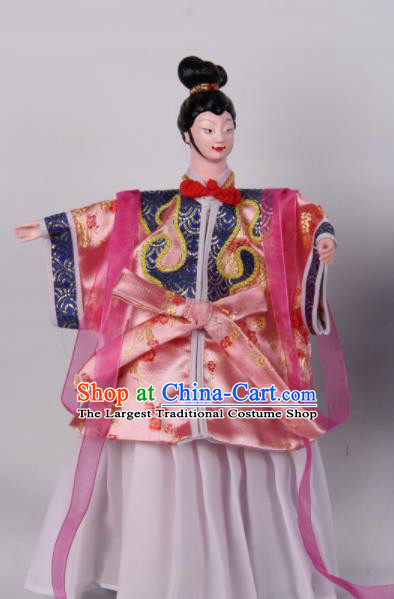 Traditional Chinese Handmade Pink Dress Peri Puppet Marionette Puppets String Puppet Wooden Image Arts Collectibles