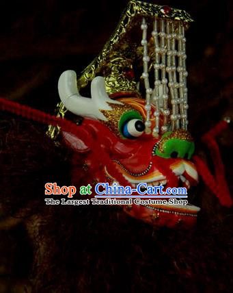 Traditional Chinese Handmade Red Dragon Head Puppet Marionette Puppets String Puppet Wooden Image Arts Collectibles