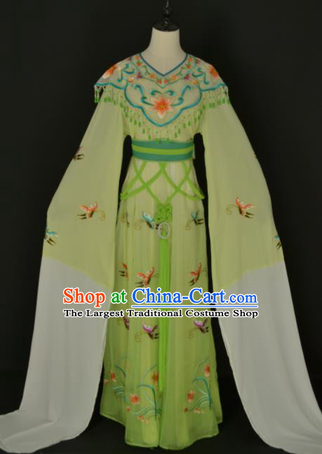 Traditional Chinese Handmade Beijing Opera Diva Zhu Yingtai Green Dress Ancient Peri Princess Costumes for Women