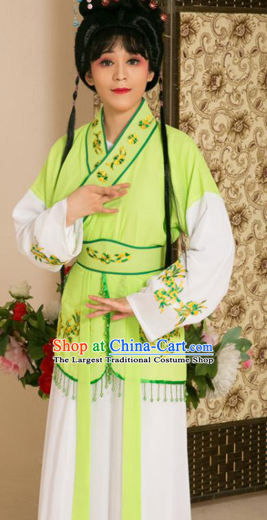 Traditional Chinese Handmade Beijing Opera Young Lady Green Dress Ancient Maidservants Costumes for Women