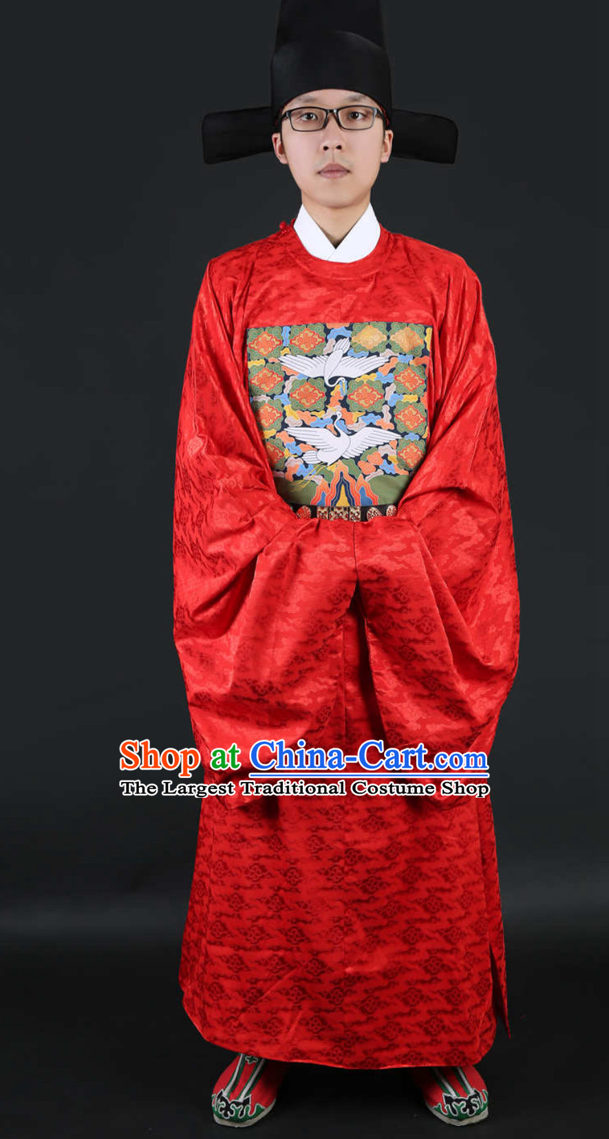 Ancient Chinese Ming Dynasty Government Official Film Costumes and Hat Complete Set for Men