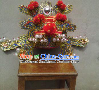 Traditional Chinese Beijing Opera Chancellor Hat Ancient Prime Minister Helmet Headwear for Men