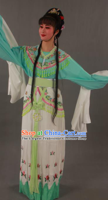 Traditional Chinese Peking Opera Actress Green Dress Ancient Court Princess Costumes for Women