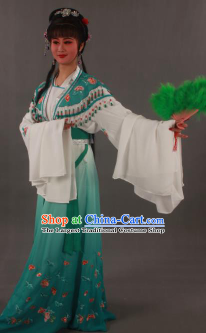 Traditional Chinese Peking Opera Actress Zhu Yingtai Green Dress Ancient Aristocratic Miss Costume for Women