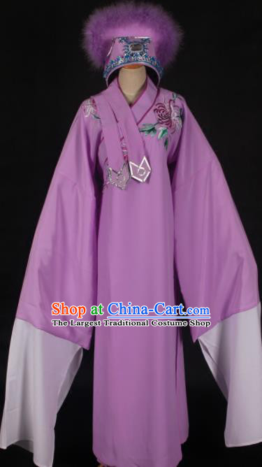 Traditional Chinese Huangmei Opera Niche Purple Robe Ancient Madam White Snake Xu Xian Costume for Men