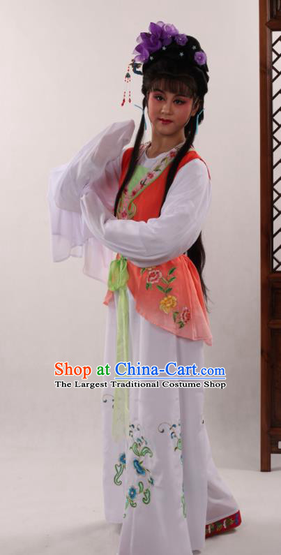 Traditional Chinese Peking Opera Maidservants Orange Dress Ancient Servant Girl Costume for Women