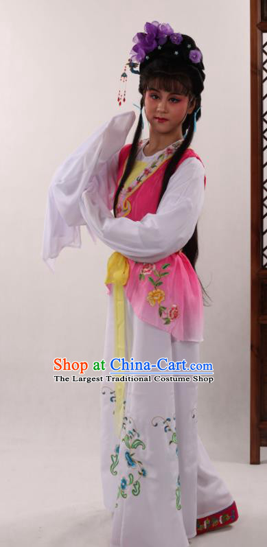 Traditional Chinese Peking Opera Maidservants Rosy Dress Ancient Servant Girl Costume for Women