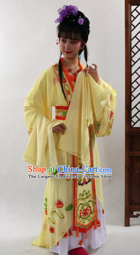 Traditional Chinese Peking Opera Diva Yellow Dress Ancient Court Princess Costume for Women