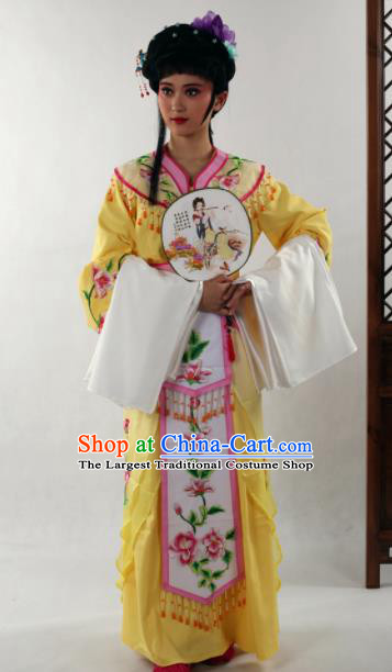 Traditional Chinese Huangmei Opera Diva Yellow Dress Ancient Peking Opera Nobility Lady Costume for Women