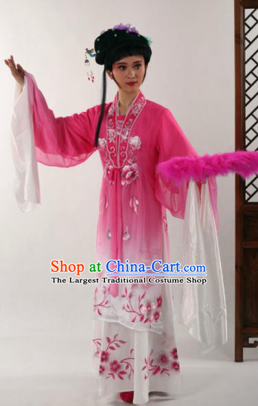 Traditional Chinese Shaoxing Opera Diva Rosy Dress Ancient Peking Opera Nobility Lady Costume for Women