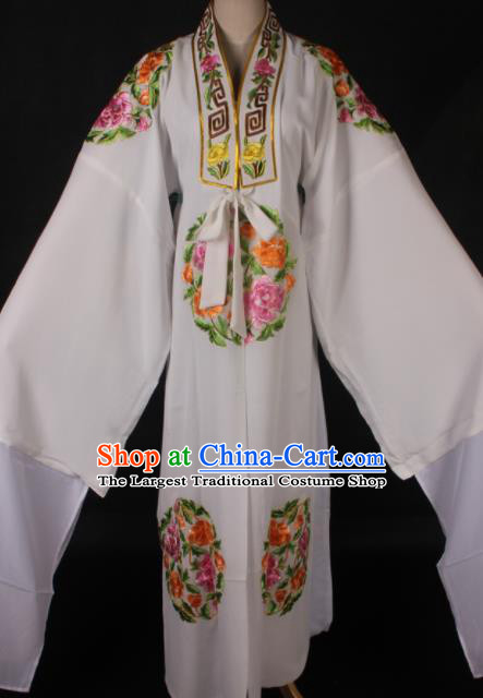 Traditional Chinese Shaoxing Opera Niche Embroidered White Gown Ancient Gifted Scholar Costume for Men