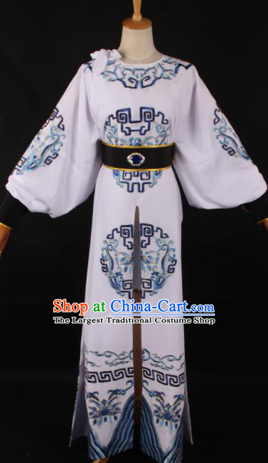 Traditional Chinese Shaoxing Opera Takefu White Clothing Ancient Imperial Bodyguard Costume for Men