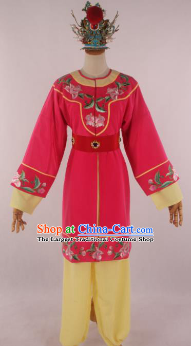 Traditional Chinese Shaoxing Opera Livehand Rosy Clothing Ancient Servant Costume for Men