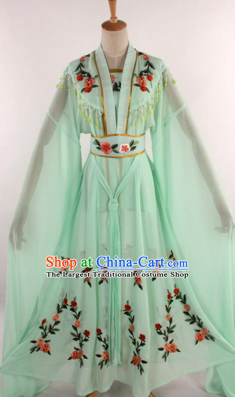 Chinese Traditional Shaoxing Opera Diva Goddess Light Green Dress Ancient Peking Opera Actress Costume for Women