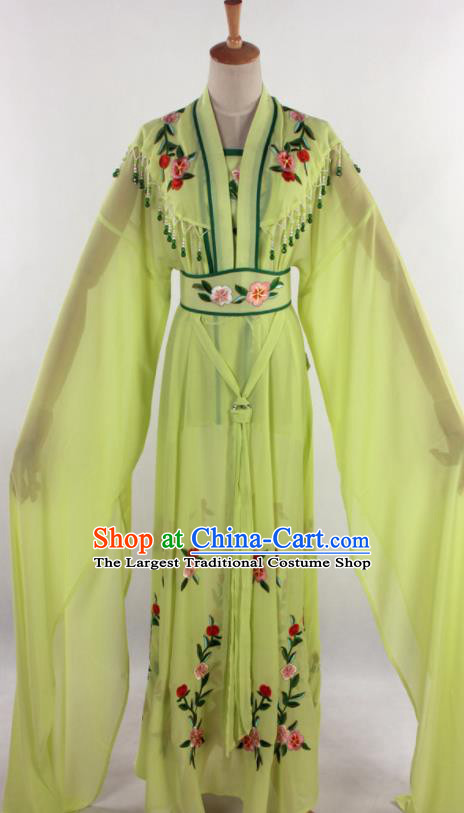 Chinese Traditional Shaoxing Opera Diva Goddess Greenyellow Dress Ancient Peking Opera Actress Costume for Women