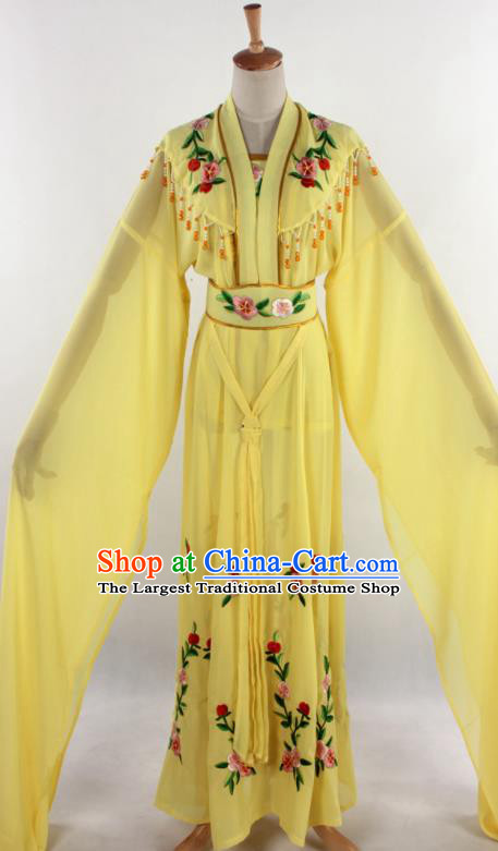 Chinese Traditional Shaoxing Opera Diva Goddess Yellow Dress Ancient Peking Opera Actress Costume for Women