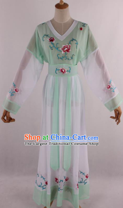 Chinese Traditional Shaoxing Opera Young Lady Aqua Green Dress Ancient Peking Opera Maidservant Costume for Women