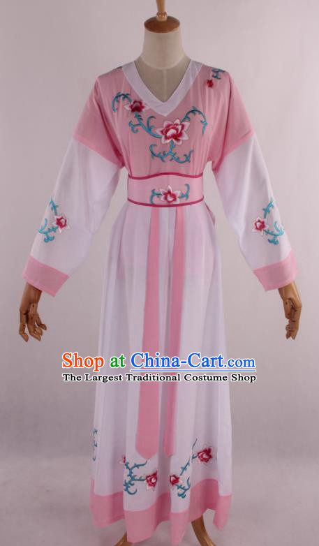 Chinese Traditional Shaoxing Opera Young Lady Pink Dress Ancient Peking Opera Maidservant Costume for Women