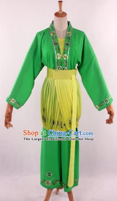 Chinese Traditional Beijing Opera Servant Girl Green Clothing Ancient Peking Opera Young Lady Costume for Women