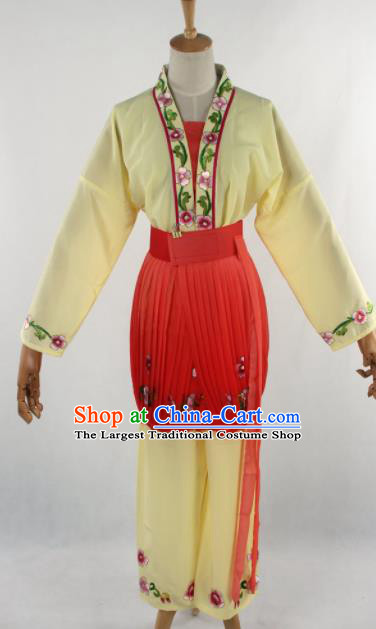 Chinese Traditional Beijing Opera Servant Girl Yellow Clothing Ancient Peking Opera Young Lady Costume for Women