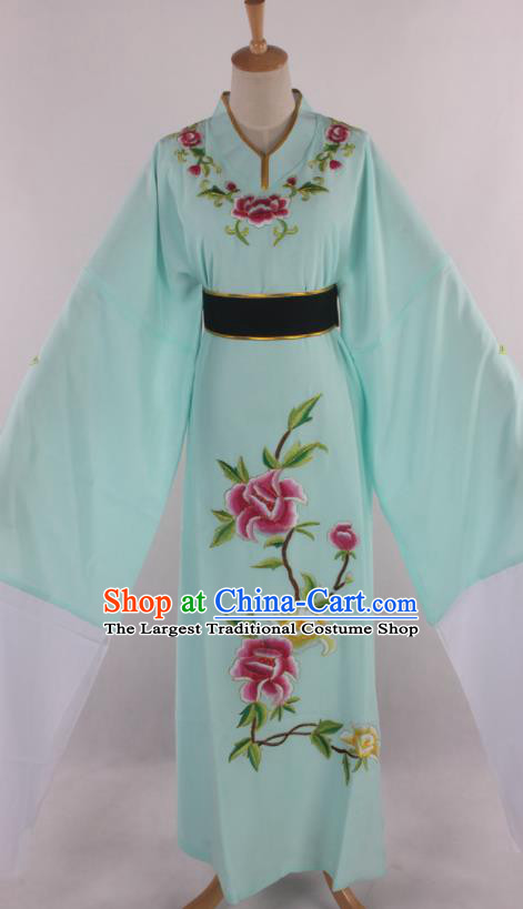 Traditional Chinese Shaoxing Opera Niche Scholar Embroidered Green Robe Ancient Nobility Childe Costume for Men