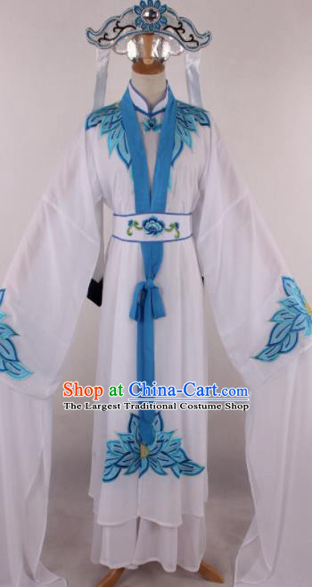 Chinese Beijing Opera Taoist Nun White Dress Ancient Traditional Peking Opera Actress Costume for Women