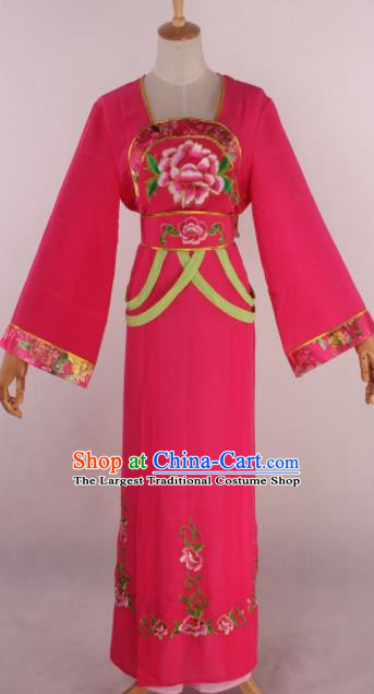 Chinese Beijing Opera Palace Maidservant Rosy Dress Ancient Traditional Peking Opera Court Maid Costume for Women