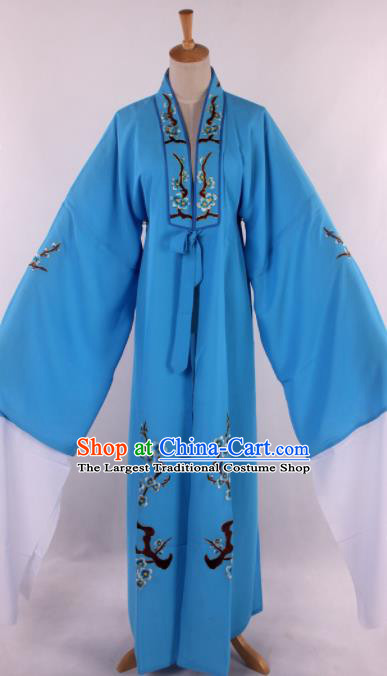 Traditional Chinese Shaoxing Opera Niche Embroidered Plum Blue Robe Ancient Scholar Nobility Childe Costume for Men