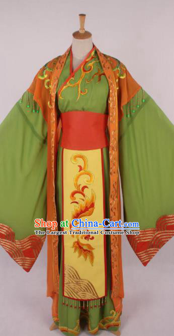 Chinese Traditional Beijing Opera Actress Green Dress Ancient Peking Opera Court Queen Costume for Women