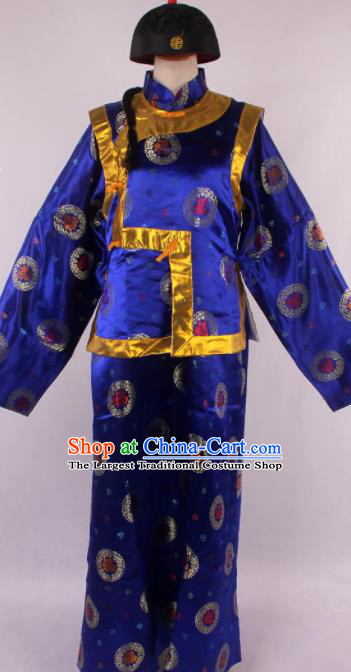 Traditional Chinese Shaoxing Opera Gown and Mandarin Jacket Ancient Qing Dynasty Landlord Costume for Men