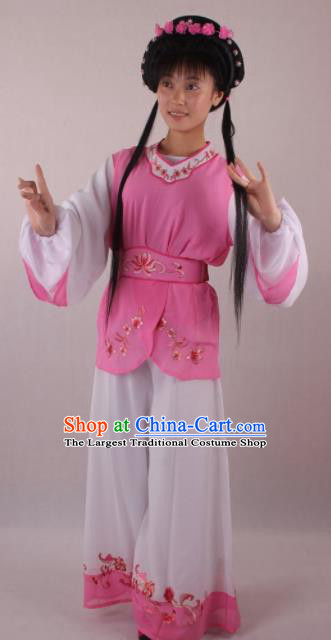 Professional Chinese Beijing Opera Servant Girl Pink Clothing Ancient Traditional Peking Opera Costume for Women