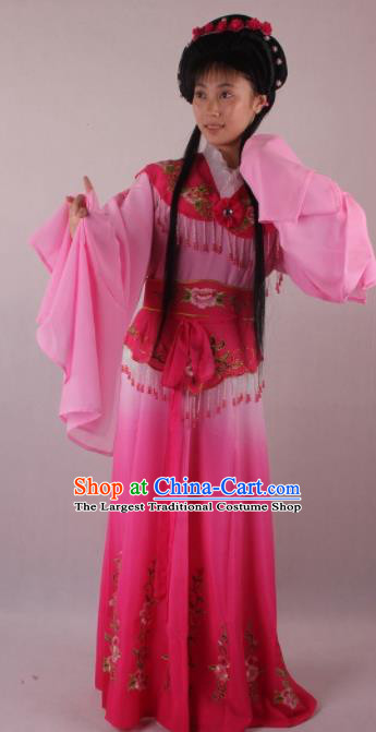 Professional Chinese Beijing Opera Rich Lady Deep Rosy Dress Ancient Traditional Peking Opera Diva Costume for Women