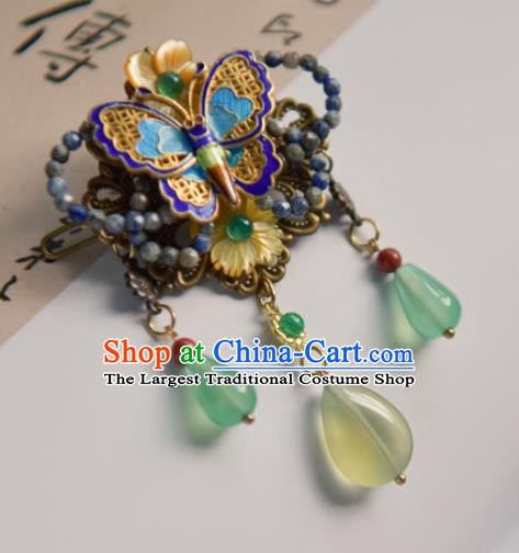 Chinese Ancient Princess Hair Accessories Traditional Hanfu Blueing Butterfly Hair Stick Hairpins for Women