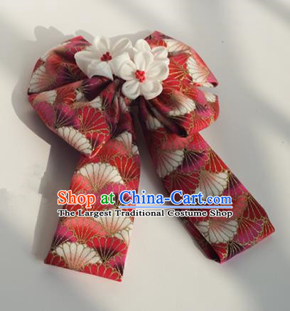 Japanese Geisha Kimono Red Bowknot Hair Claw Hairpins Traditional Hair Accessories for Women