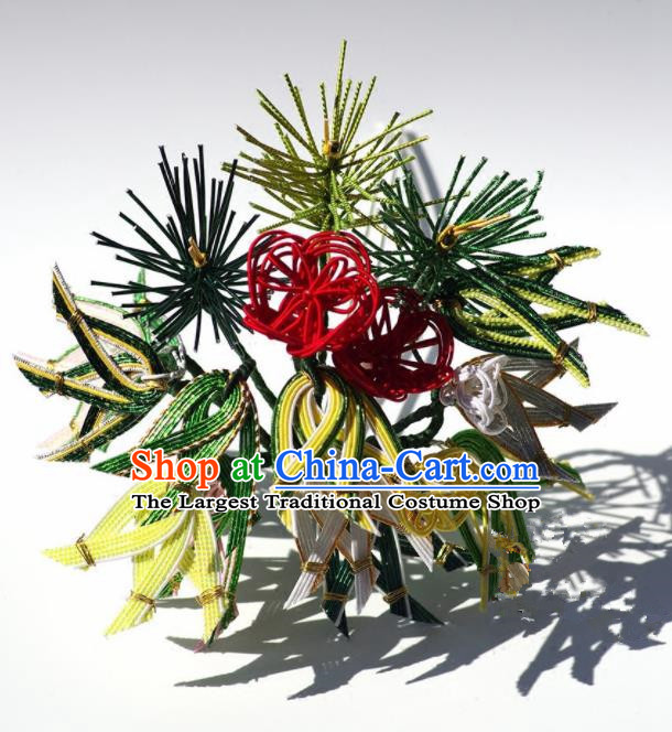 Japanese Geisha Kimono Pine Bamboo Hair Claw Hairpins Traditional Yamato Hair Accessories for Women